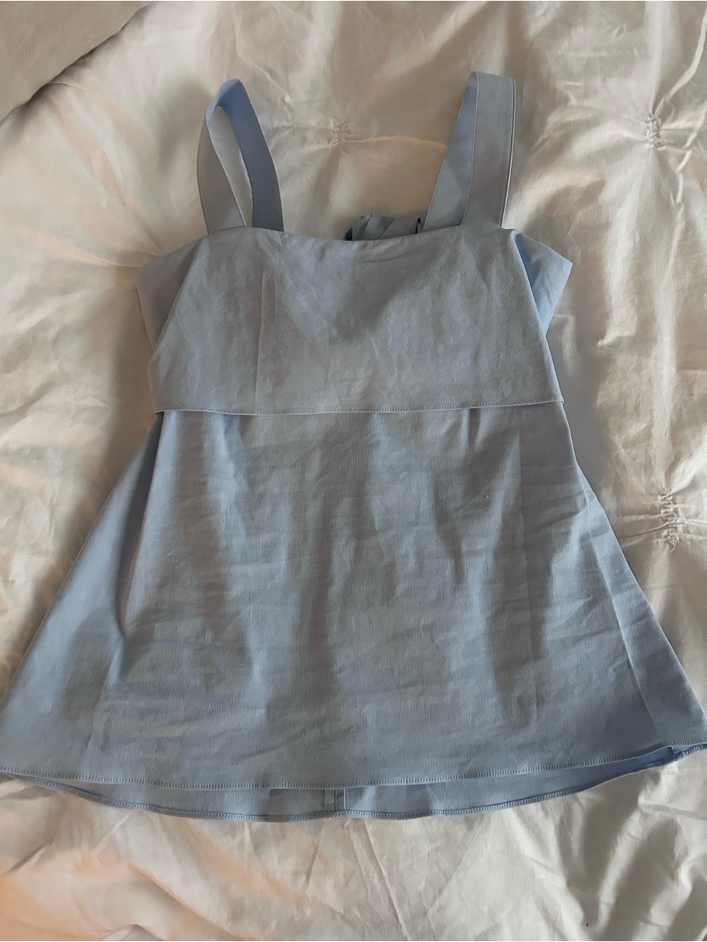 Theory Light Blue Square-Neck Cotton Tank